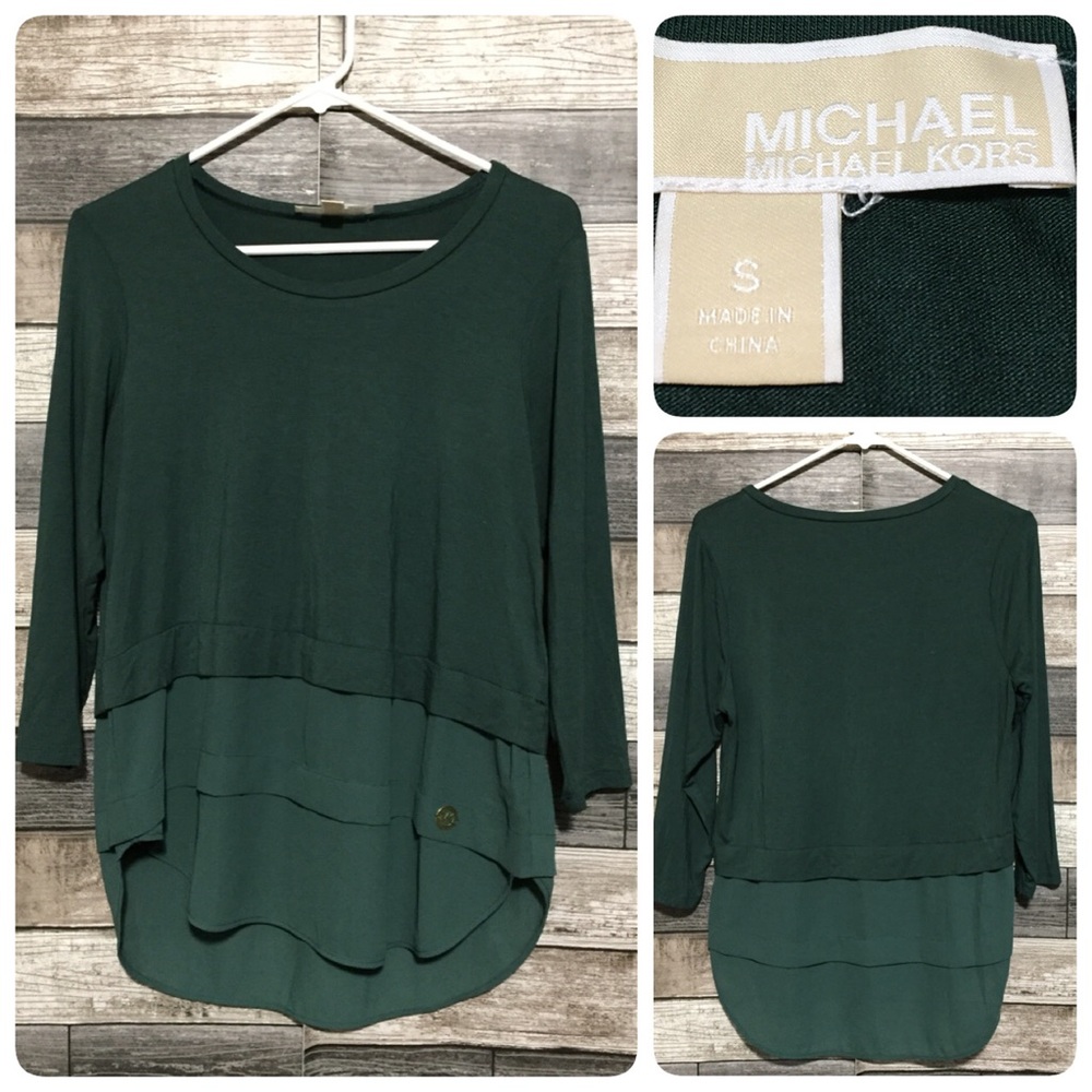 Michael Kors Shirt Blouse Women’s S Green Soft Viscose Blend